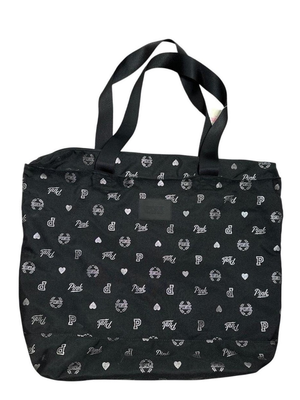 VS PINK Large Tote Bag Black Logo Heart Print - Picture 3 of 13